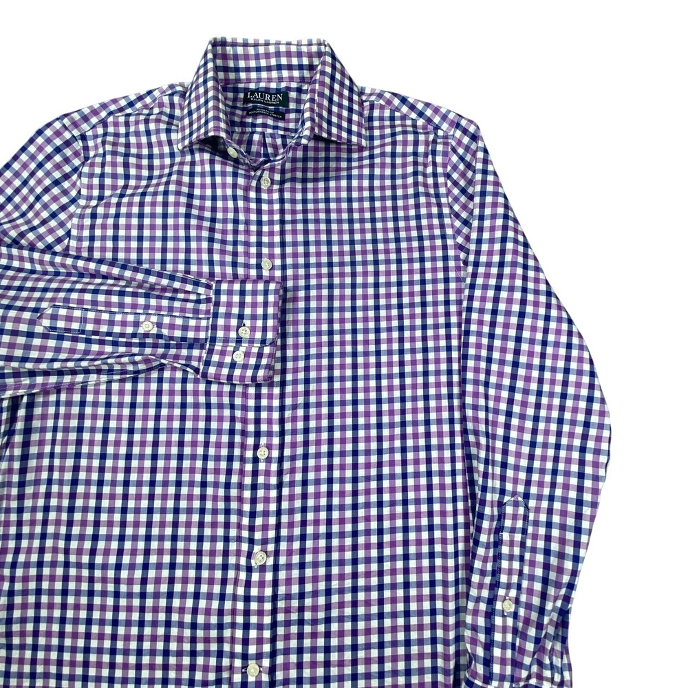 Polo Ralph Lauren Dress Shirt Mens M Purple 15 32/33 Stretch Classic Performance